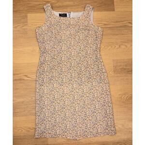 Due Per Due petites vintage small floral 100% silk shift dress womens size 10P